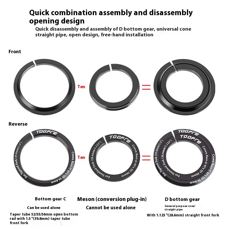 TOOPRE Bottom Bracket Converter Base for External Cup Sets Straight to Tapered Tube Adapter 28.6mm to 1.5 Front Fork