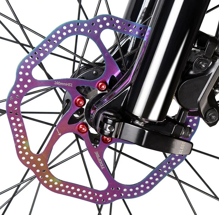 TOOPRE Bicycle Disc Rotor 160/180mm Colorful for Mountain Bike Hollow Ultra-Light Six-Bolt Brake Rotor