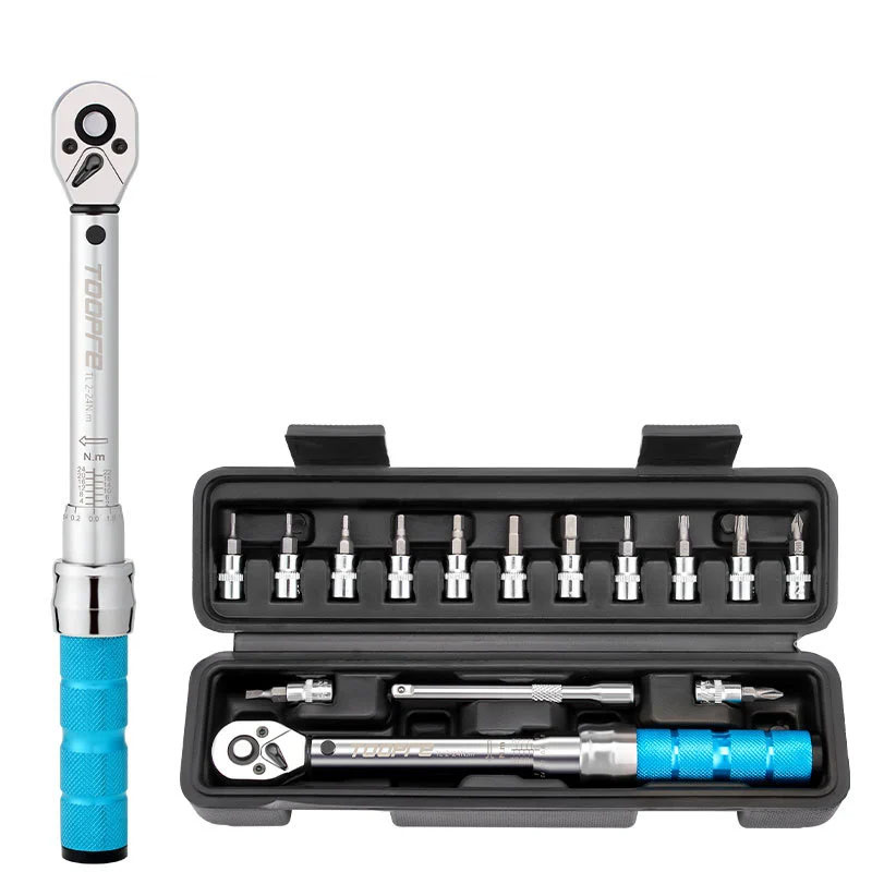 TOOPRE Bicycle Torque Wrench Preset Adjustable Torque 1/4 inch Drive 2-24NM Ratchet Wrench Set