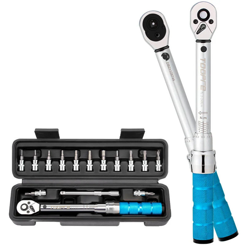 TOOPRE Bicycle Torque Wrench Preset Adjustable Torque 1/4 inch Drive 2-24NM Ratchet Wrench Set