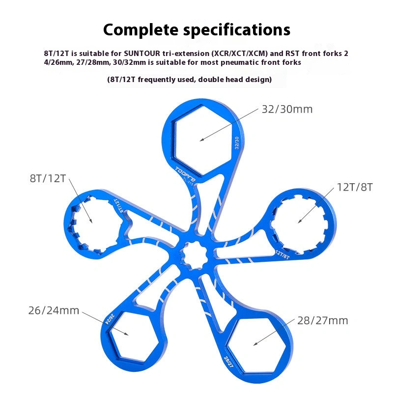 TOOPRE Mountain Bike Suspension Fork Shoulder Cap Wrench Installation and Removal Air Chamber Cap Multi-Function Repair Tool