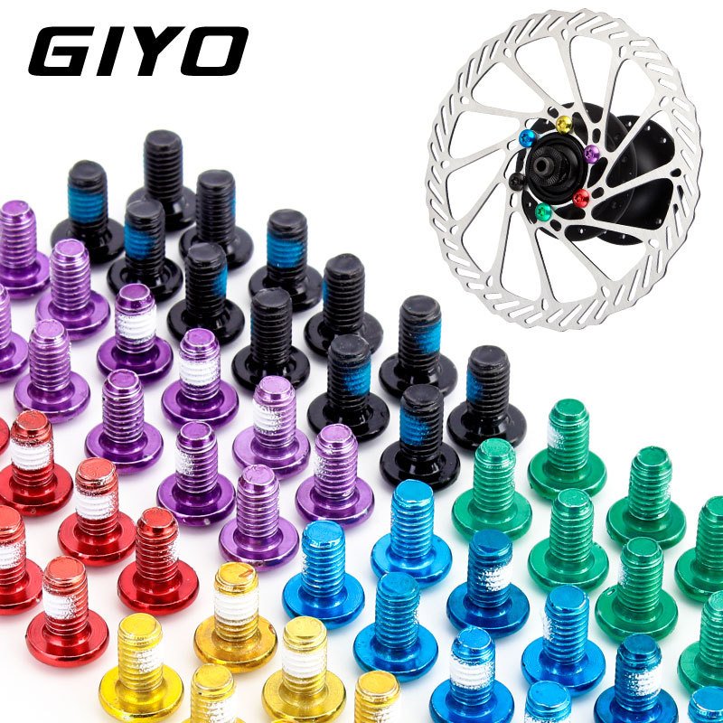 TOOPRE GIYO T25 Colorful Bike Disc Rotor Bolts M5x10 Stainless Steel Bicycle Brake Disc Screws with Anti-Loosening Thread Lock for MTB Road Bike