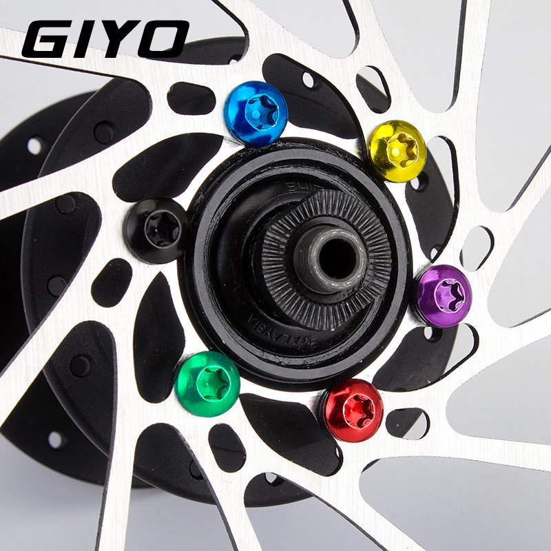 TOOPRE GIYO T25 Colorful Bike Disc Rotor Bolts M5x10 Stainless Steel Bicycle Brake Disc Screws with Anti-Loosening Thread Lock for MTB Road Bike
