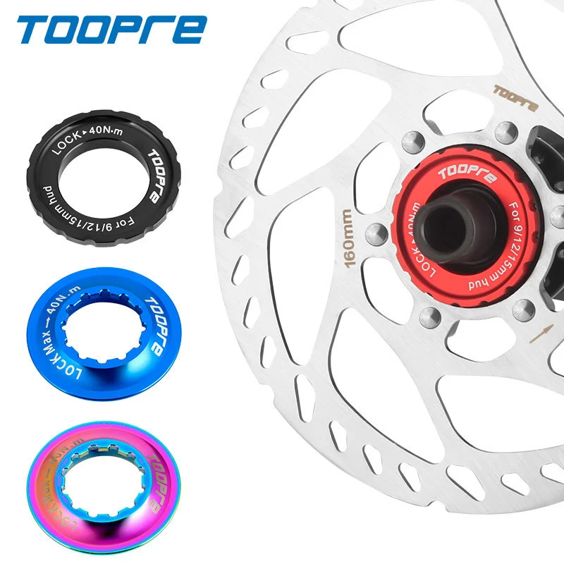 TOOPRE Mountain Bike Centerlock to 6-Bolt Disc Rotor Adapter Inner and Outer Lock Covers for Centerlock Hub Disc Rotor