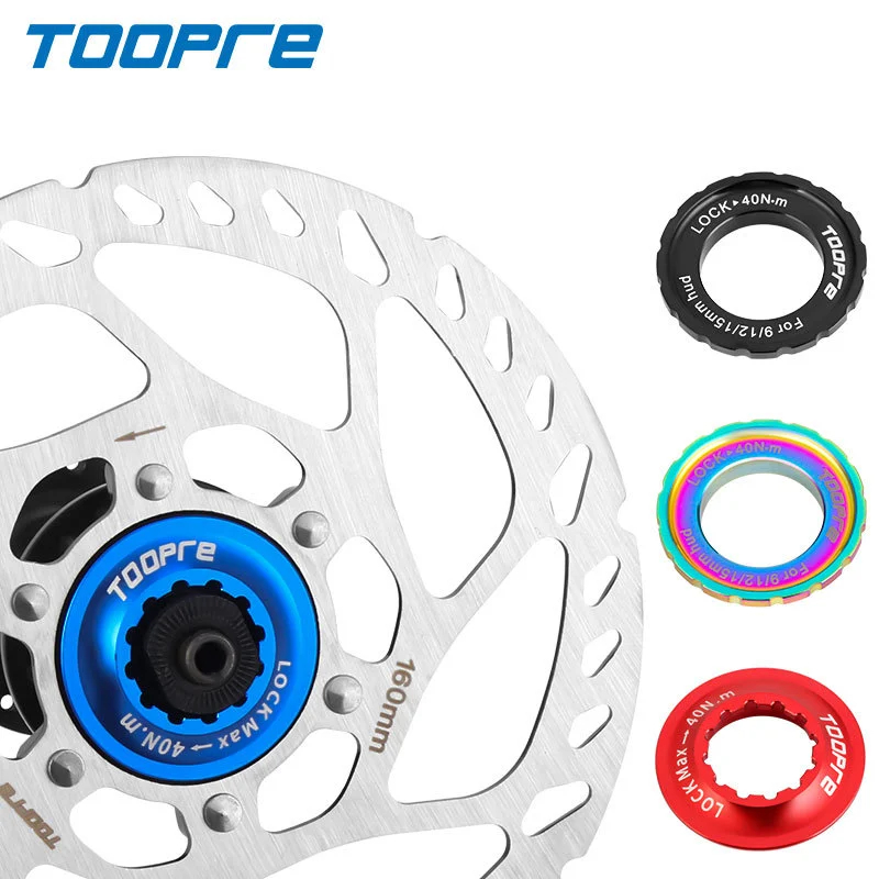 TOOPRE Mountain Bike Centerlock to 6-Bolt Disc Rotor Adapter Inner and Outer Lock Covers for Centerlock Hub Disc Rotor