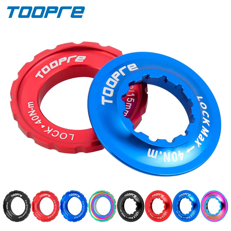 TOOPRE Mountain Bike Centerlock to 6-Bolt Disc Rotor Adapter Inner and Outer Lock Covers for Centerlock Hub Disc Rotor
